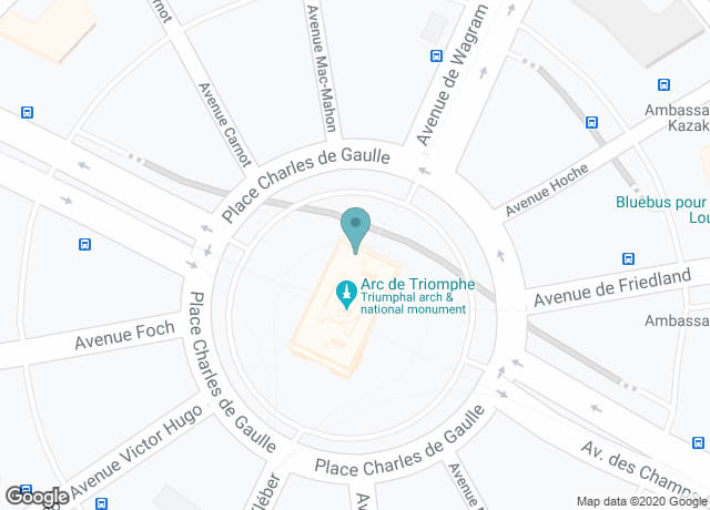 Map showing location of Arc de Triomphe