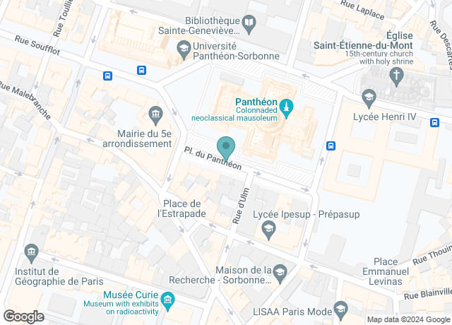 Map showing location of Place du Panthéon
