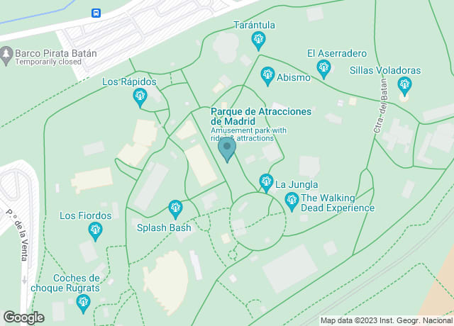 Map showing location of Parque de Atracciones de Madrid