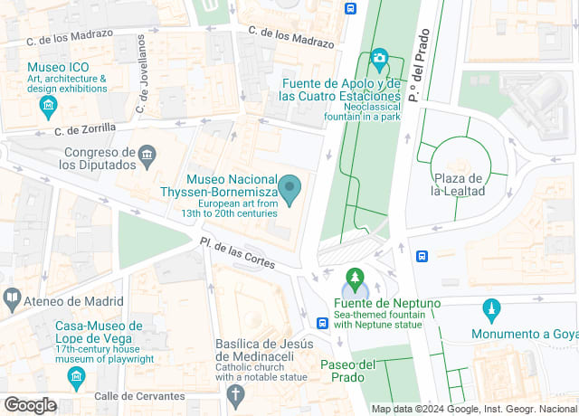 Map showing location of Museo Nacional Thyssen-Bornemisza