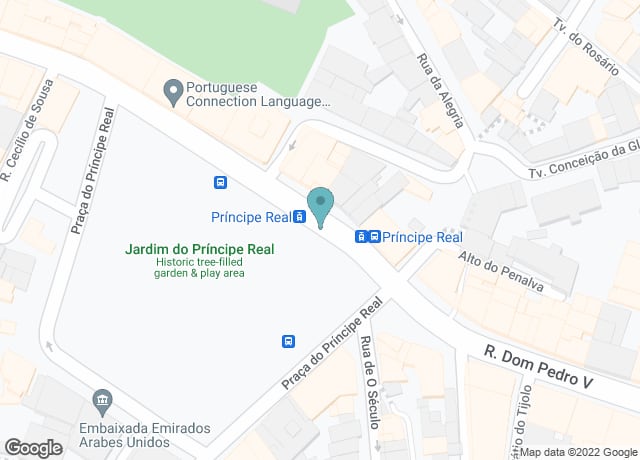 Map showing location of Principe Real Garden