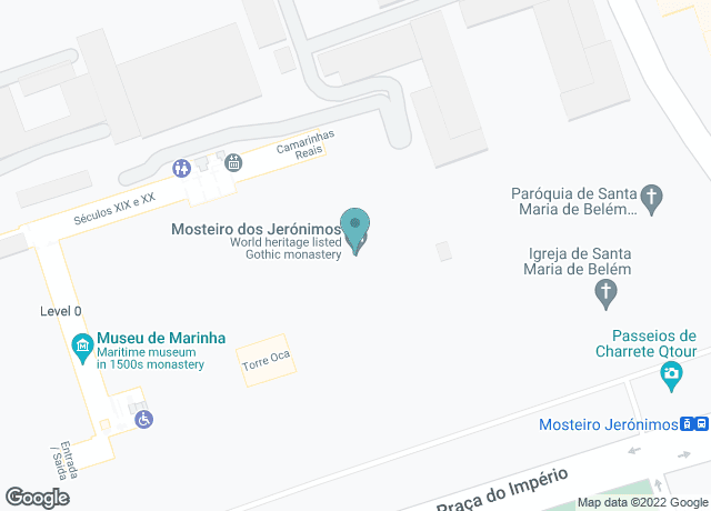 Map showing location of Jerónimos Monastery