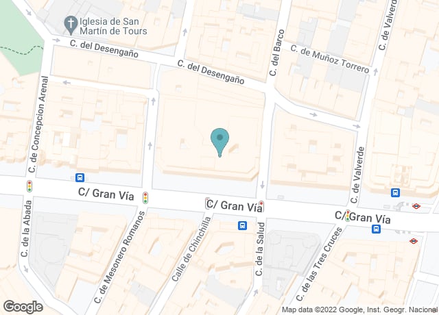 Map showing location of Pestana CR7 Gran Vía Madrid
