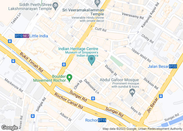 Map showing location of Indian Heritage Centre