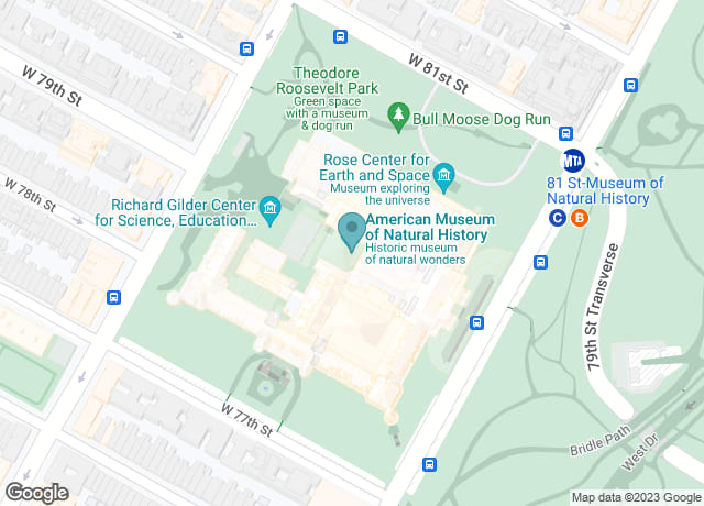 Map showing location of American Museum of Natural History (AMNH)