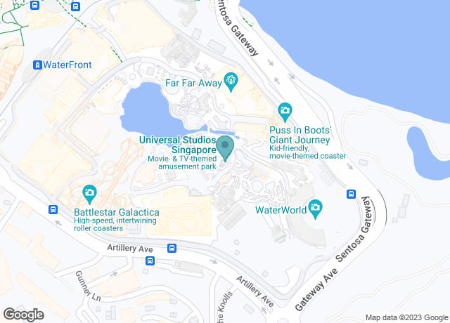Map showing location of Universal Studios Singapore