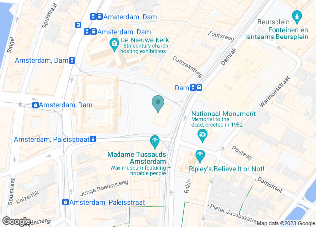 Map showing location of Dam Square