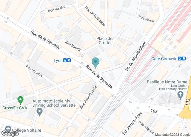 Map showing location of Uptown Geneva