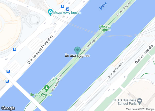 Map showing location of Île aux Cygnes