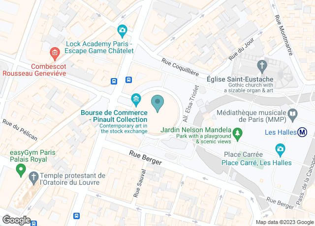 Map showing location of Bourse de Commerce - Pinault Collection
