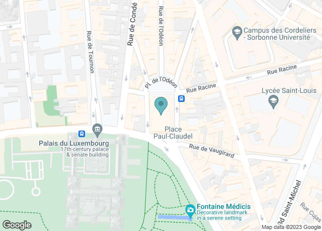 Map showing location of Odéon Theatre
