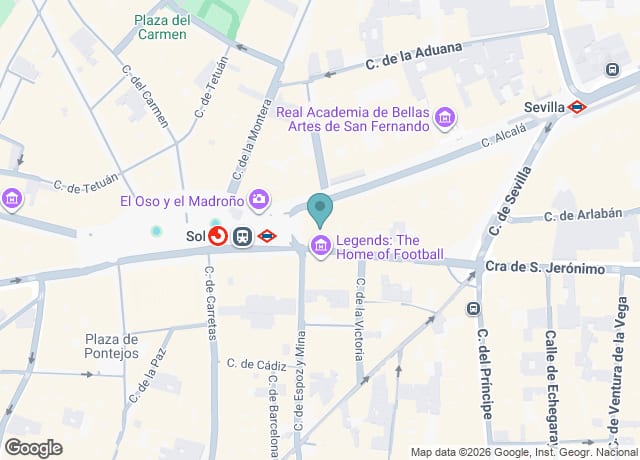 Map showing location of Legends: The Home of Football