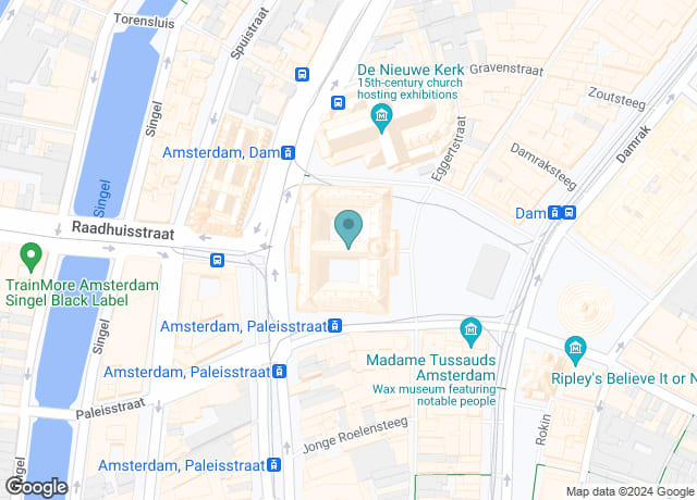 Map showing location of Royal Palace Amsterdam