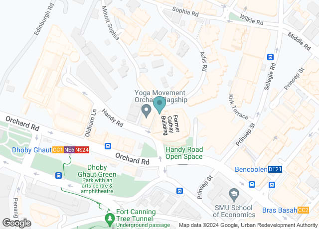 Map showing location of Fort Canning Park