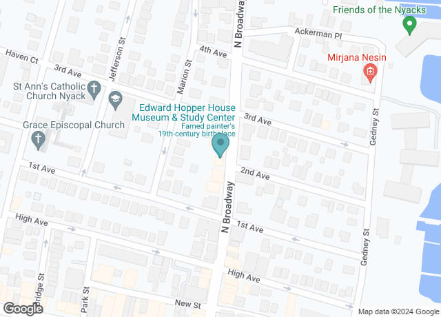 Map showing location of Edward Hopper House Museum & Study Center