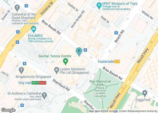 Map showing location of Fairmont Singapore