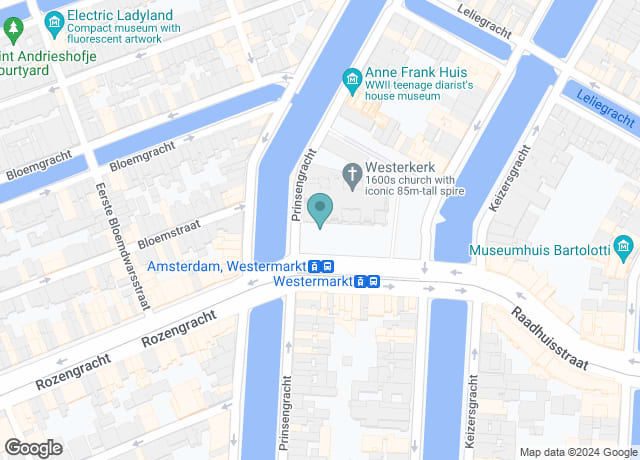 Map showing location of Anne Frank Statue