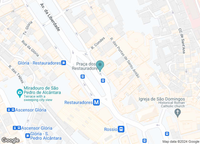Map showing location of Praça dos Restauradores 58
