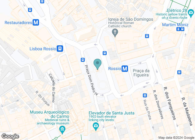 Map showing location of Praça Dom Pedro IV