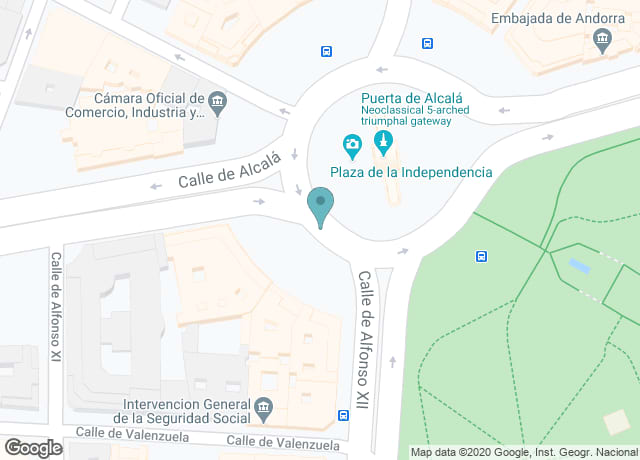 Map showing location of Parque de El Retiro