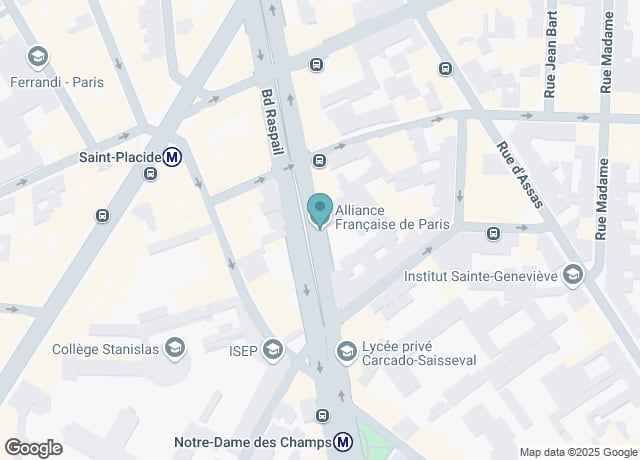 Map showing location of Théâtre de l’Alliance Française