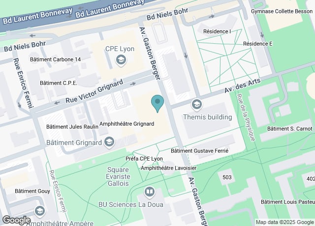 Map showing location of Astree Theater - Claude Bernard University Lyon 1