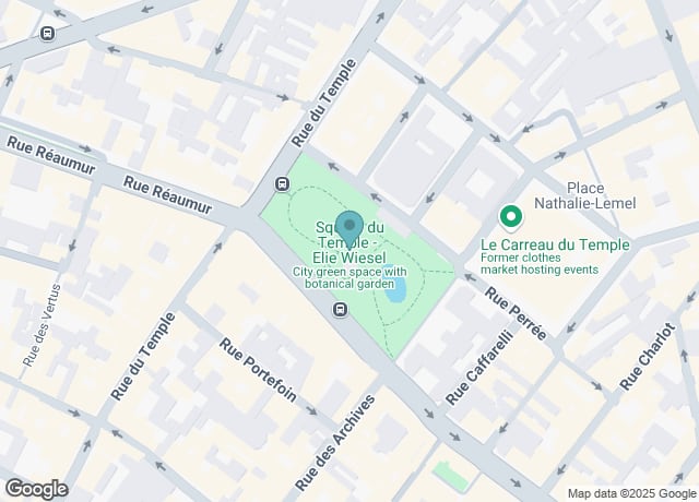Map showing location of Square du Temple - Elie Wiesel