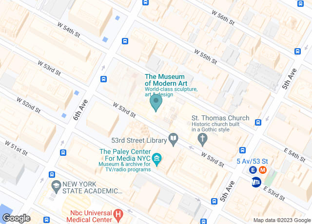 Map showing location of The Museum of Modern Art (MoMA)