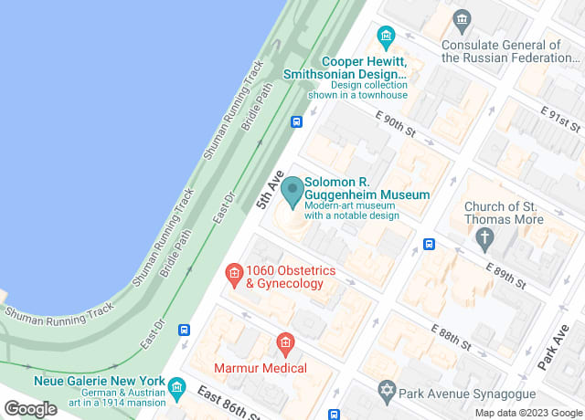 Map showing location of Solomon R. Guggenheim Museum