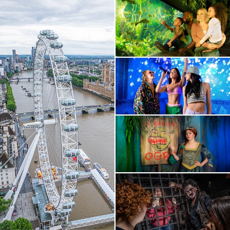 London Eye, Madame Tussauds, SEA LIFE Aquarium, Shrek's Adventure & Dungeon-