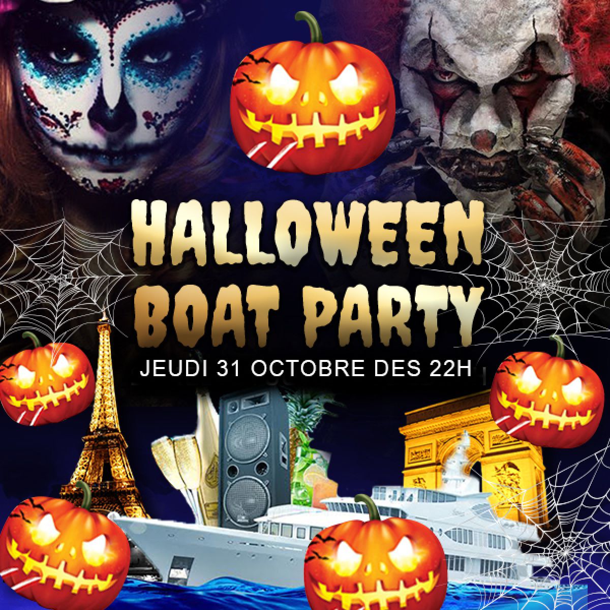 Affiche Paris boat party halloween geante bateau geant 3 niveaux