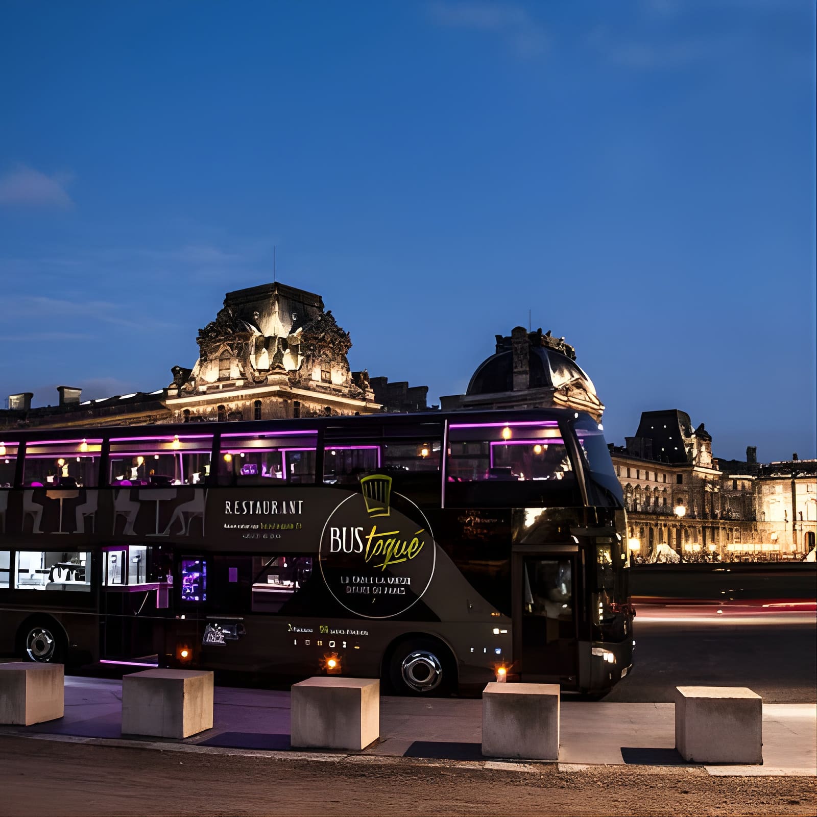 Affiche Paris Dinner Bus Toque with Champagne from Champs-Elysees