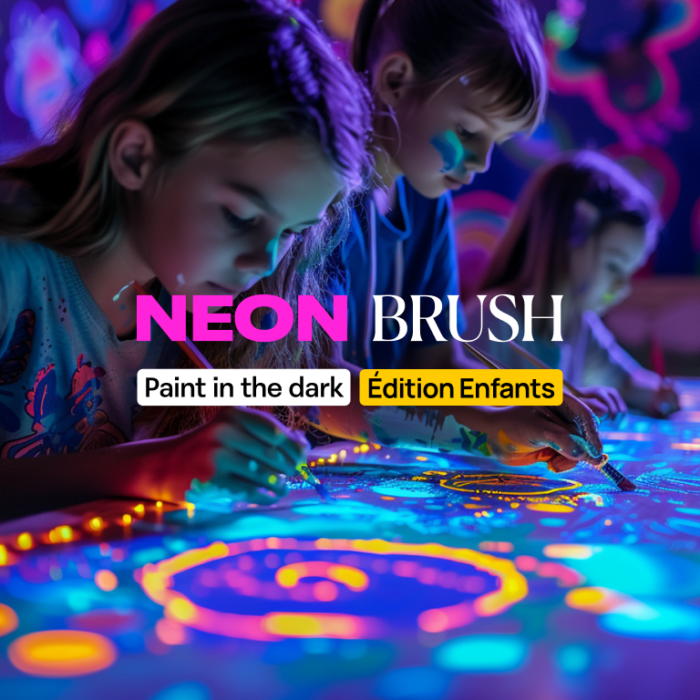 Affiche Neon Brush Kids : Un atelier de peinture sous les néons en famille