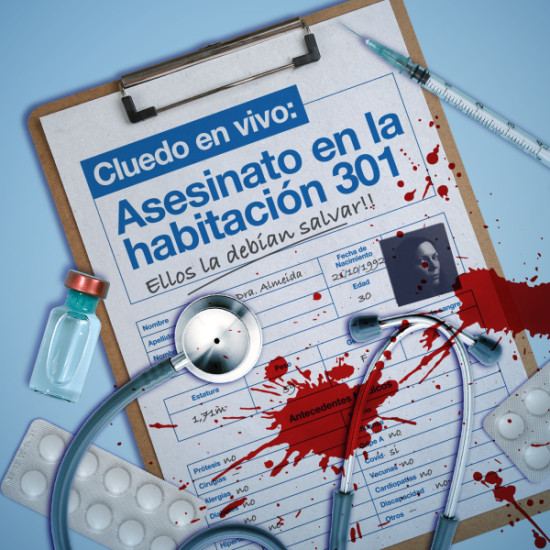 An image for the event Cluedo en vivo: Asesinato en la Habitación 301